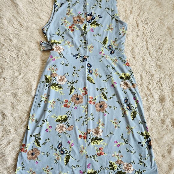 Ann Taylor Women's Blue Flora Sleeves Wrap Dress Size S - Picture 3 of 7